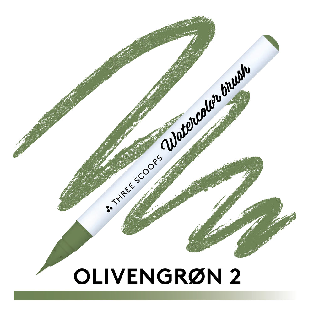 Watercolor brush - Olivengrøn 2