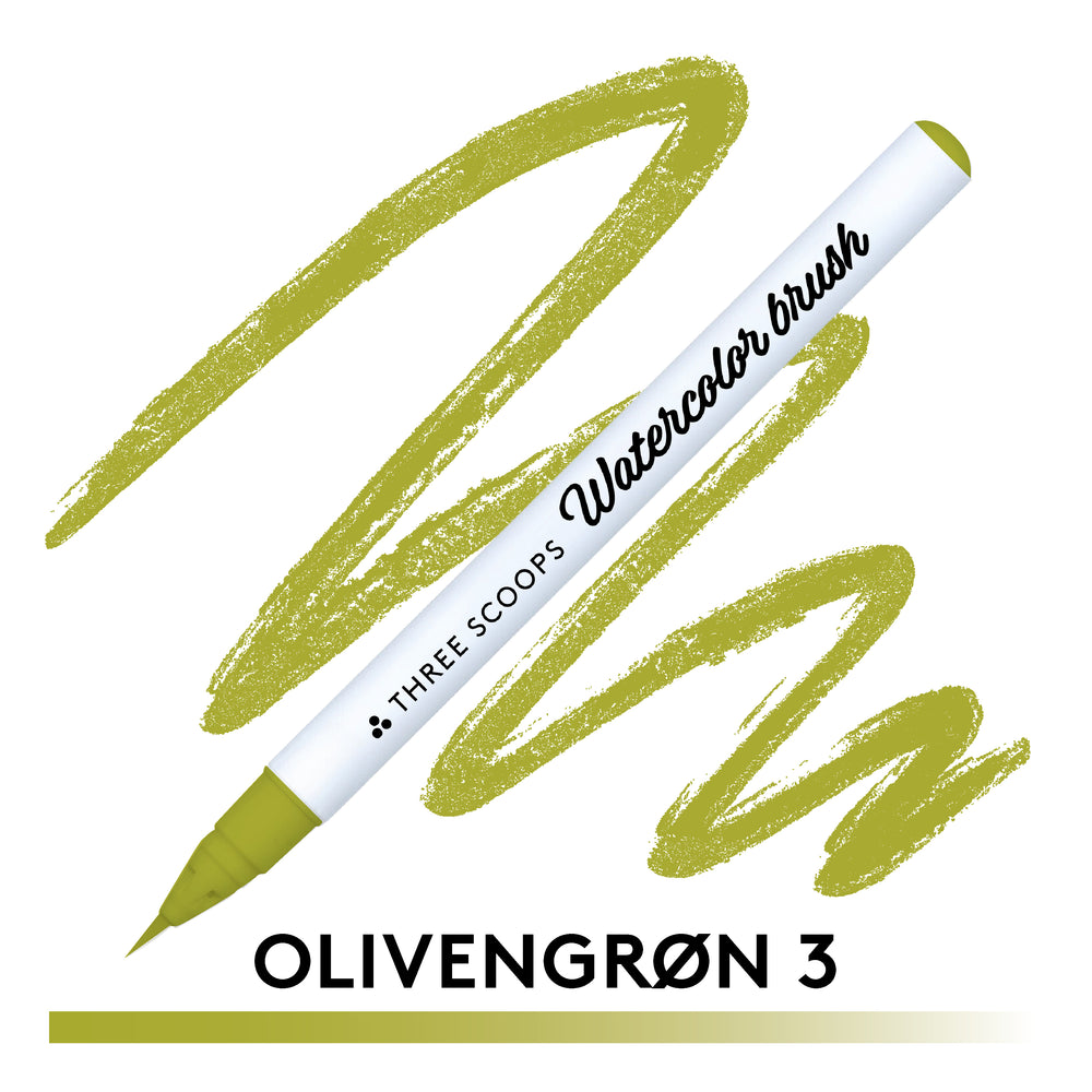 Watercolor brush - Olivengrøn 3