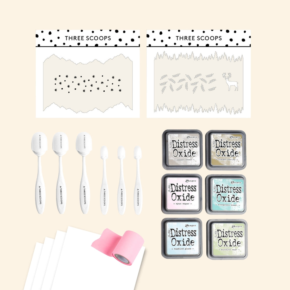 Startpakke Stencil og Oxide - Træer & Bjerge