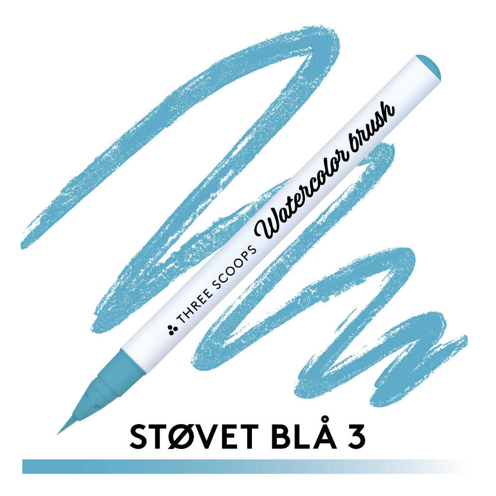 Watercolor brush - Støvet blå 3