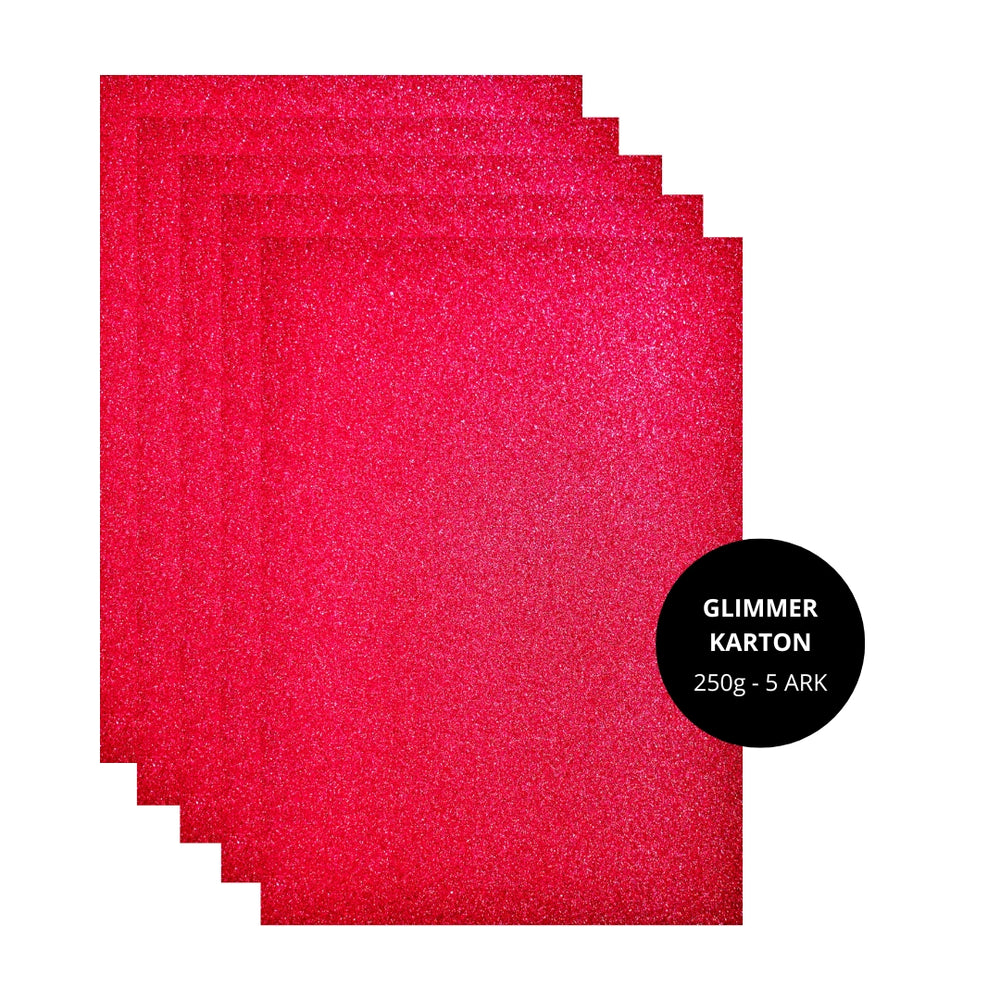 Glimmerkarton - mørkerød
