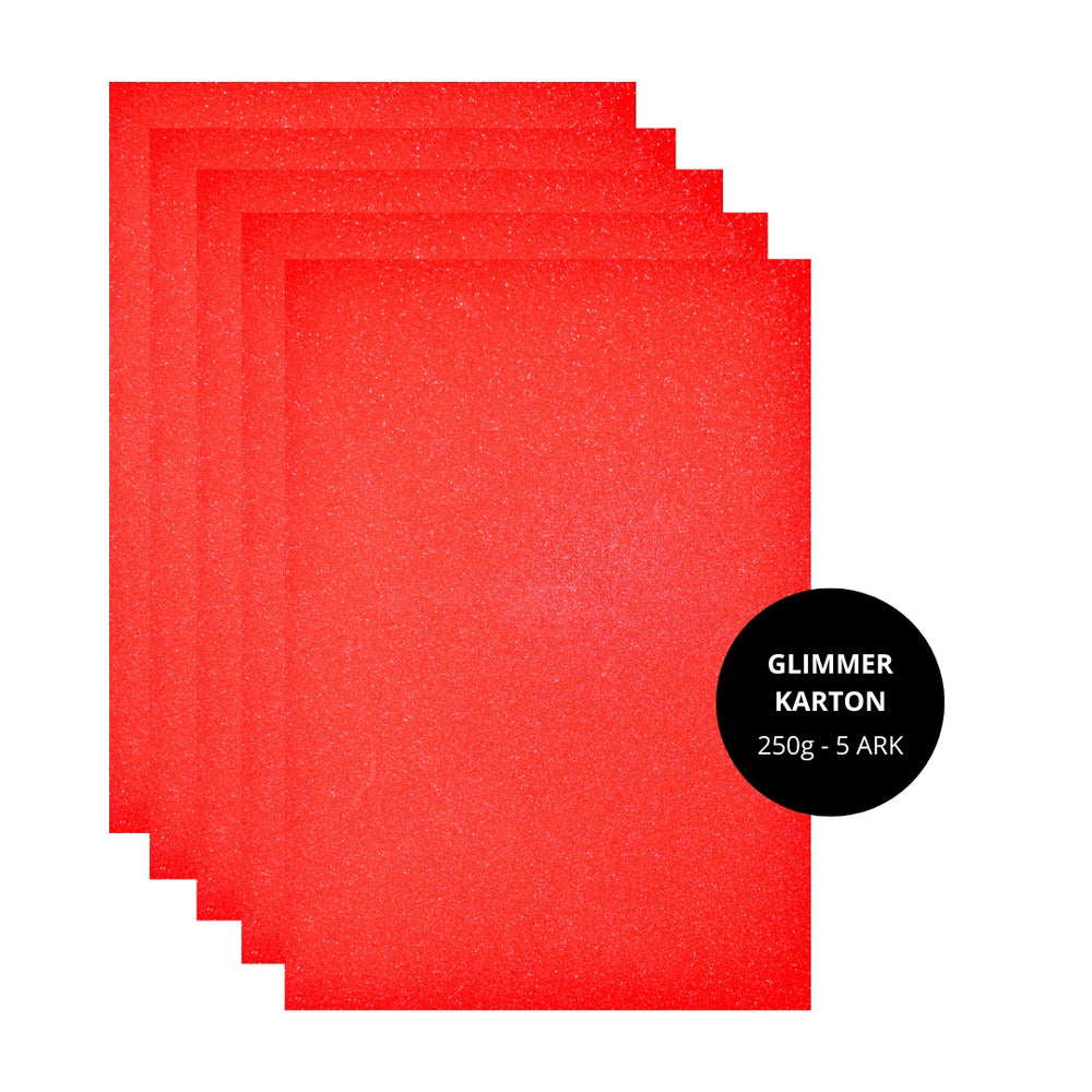 Glimmerkarton - intens rød
