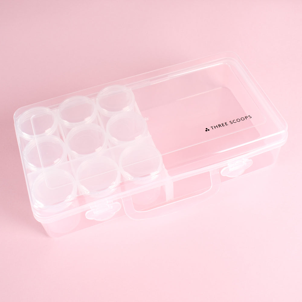 Opbevaringsboks med 2 store rum og 9 bøtter