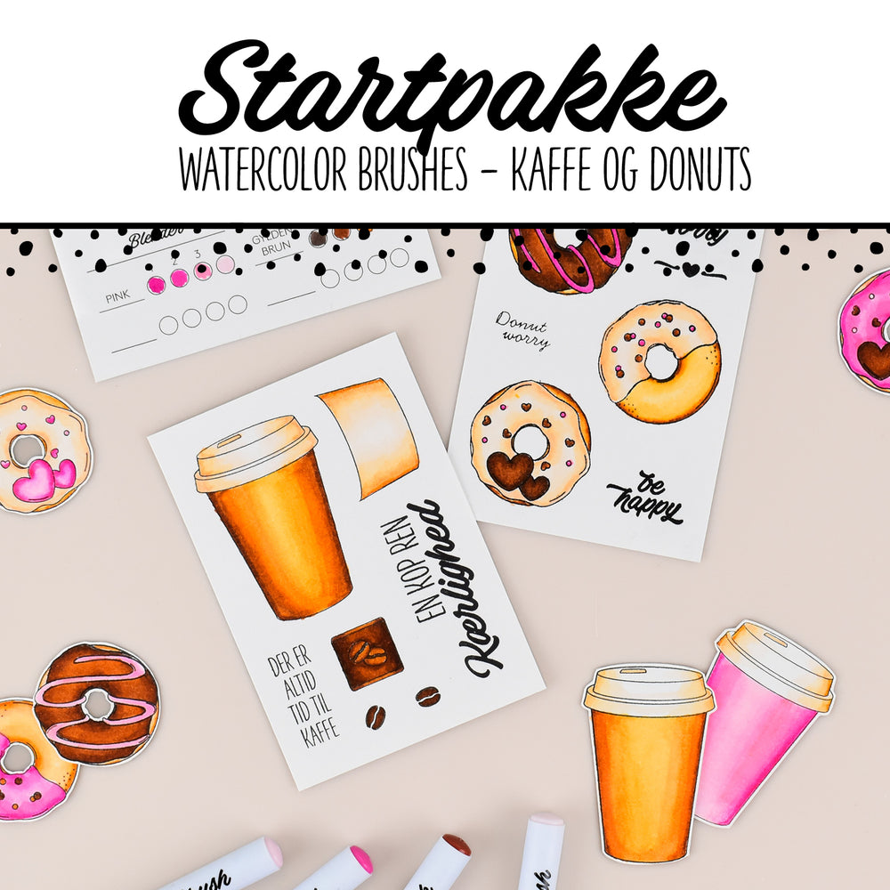 Startpakke - Watercolor brushes kaffe & donuts