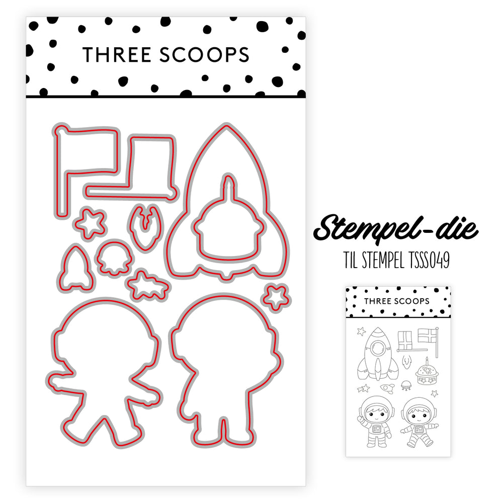 Stempel-die: Astronaut & rumraket