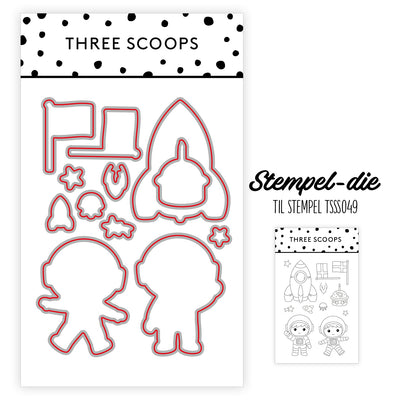 Stempel-die: Astronaut & rumraket